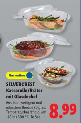 SILVERCREST Kasserolle/Bräter mit Glasdeckel