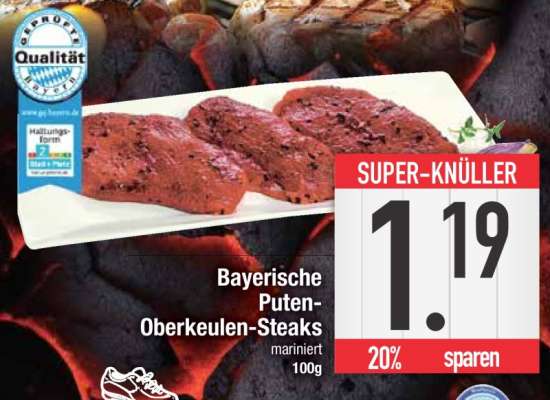 Bayerische Puten-Oberkeulen-Steaks mariniert