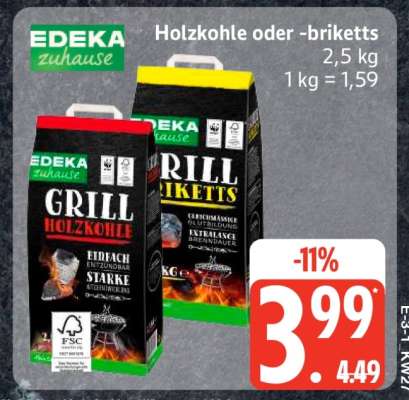 EDEKA zuhause Grill Holzkohle oder -briketts