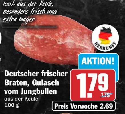 Deutscher frischer Braten, Gulasch vom Jungbullen