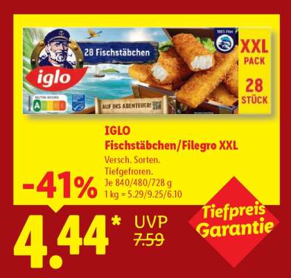 Iglo Fischstäbchen/Filegro XXL