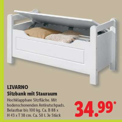 LIVARNO Sitzbank mit Stauraum