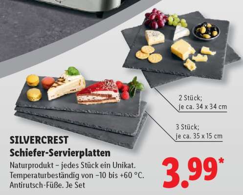 SILVERCREST Schiefer-Servierplatten