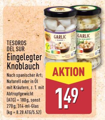 TESOROS DEL SUR Eingelegter Knoblauch