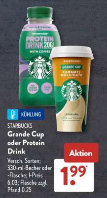 STARBUCKS Grande Cup oder Protein Drink
