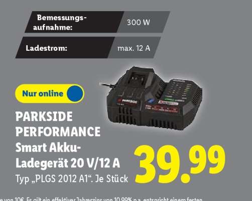 PARKSIDE PERFORMANCE Smart Akku-Ladegerät, 20 V/12 A
