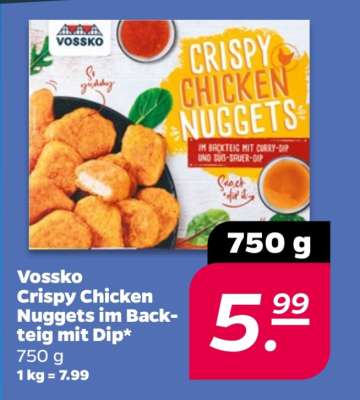 Vossko Crispy Chicken Nuggets im Backteig mit Dip