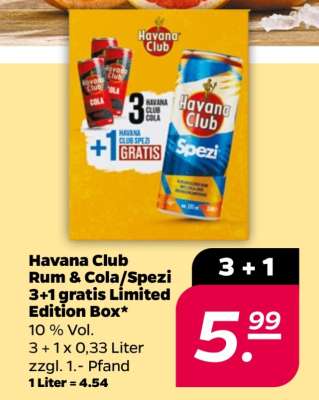 Havana Club Rum & Cola/Spezi 3+1 gratis Limited Edition Box