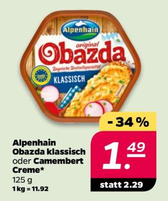 Alpenhain Obazda klassisch oder Camembert Creme