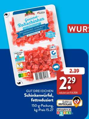 GUT DREI EICHEN Schinkenwürfel, fettreduziert