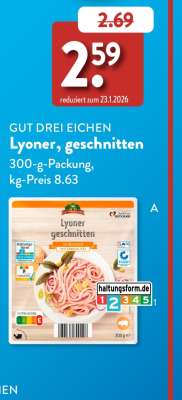 GUT DREI EICHEN Lyoner, geschnitten