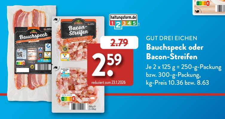 GUT DREI EICHEN Bauchspeck oder Bacon-Streifen