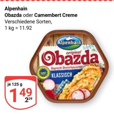 Alpenhain Obazda oder Camembert Creme