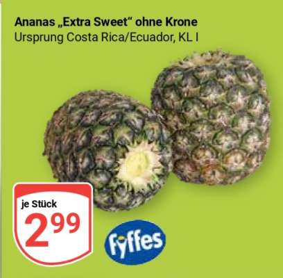 Ananas „Extra Sweet“ ohne Krone