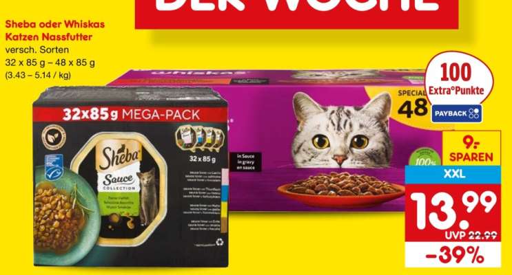 Sheba oder Whiskas Katzen Nassfutter