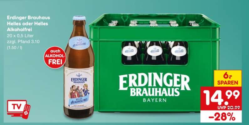 Erdinger Brauhaus Helles oder Helles Alkoholfrei