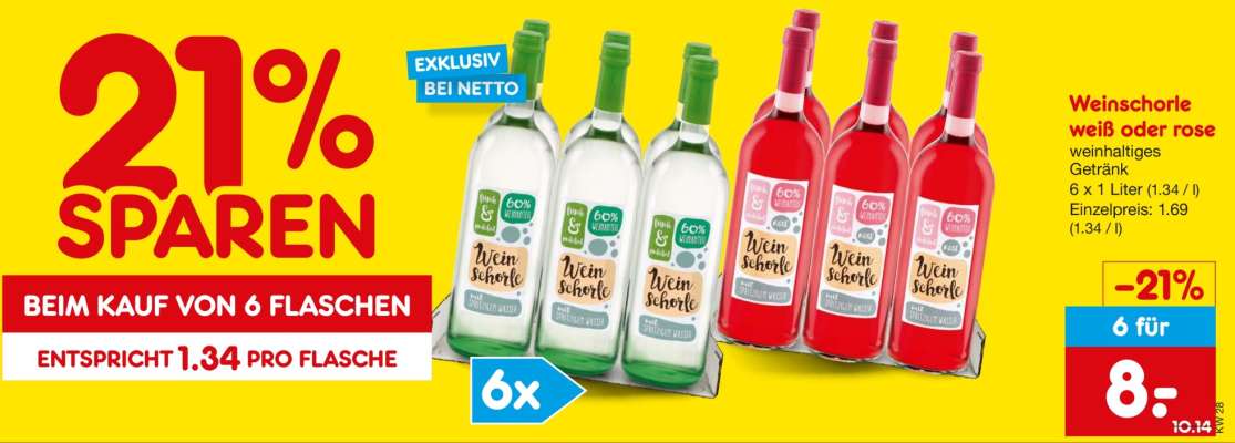 Weinschorle weiß oder rosé