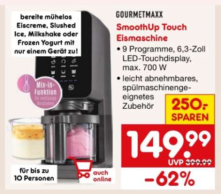 GOURMETMAXX SmoothUp Touch Eismaschine