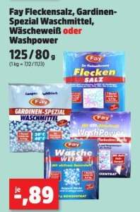 Fay Fleckensalz, Gardinen-Spezial Waschmittel, Wäscheweiß oder Washpower