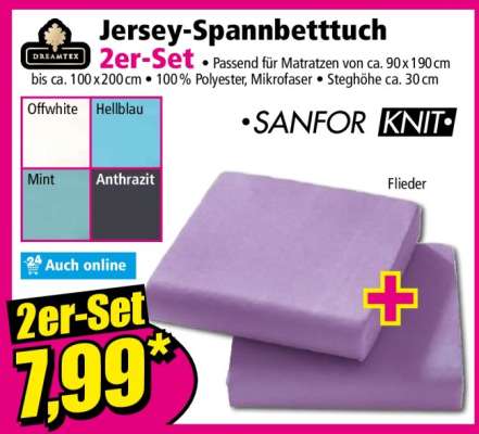 Jersey-Spannbettuch 2er-Set