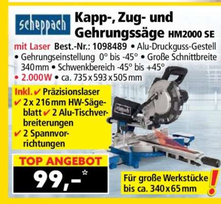 Kapp-, Zug- und Gehrungssäge HM2000 SE