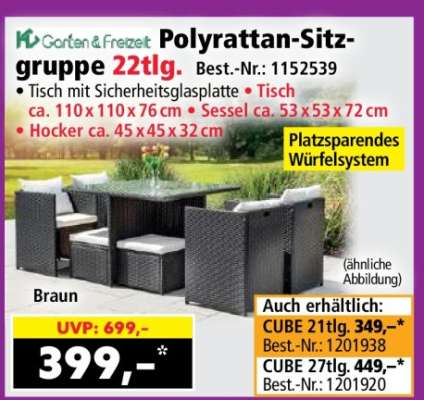 Polyrattan-Sitzgruppe 22tlg.