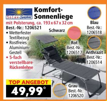 Komfort-Sonnenliege