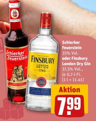 Schierker Feuerstein oder Finsbury London Dry Gin