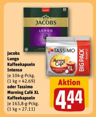Jacobs Lungo Kaffeekapseln Intenso oder Tassimo Morning Café XL Kaffeekapseln