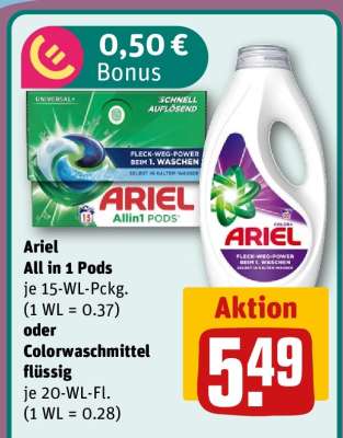 Ariel All in 1 Pods oder Colorwaschmittel flüssig