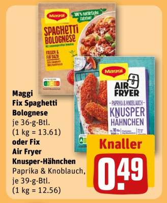 Maggi Fix Spaghetti Bolognese oder Fix Air Fryer Knusper-Hähnchen