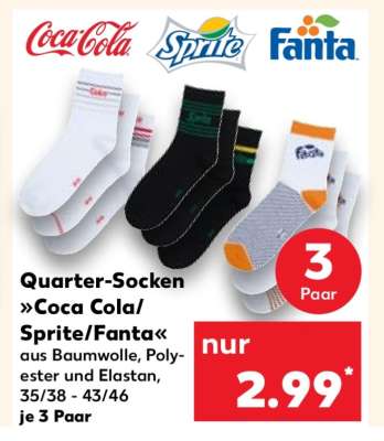 Quarter-Socken »Coca Cola/Sprite/Fanta«
