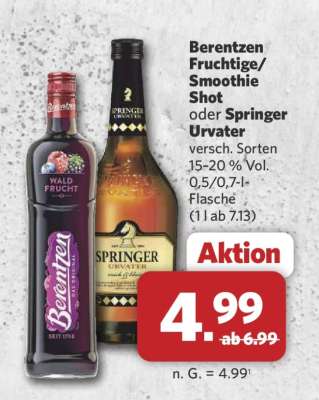 Berentzen Fruchtige/Smoothie Shot oder Springer Urvater