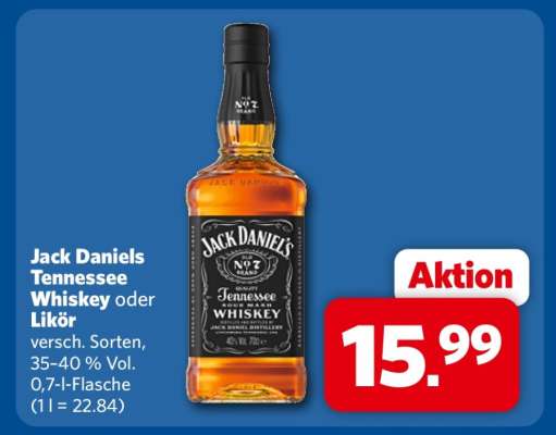 Jack Daniels Tennessee Whiskey oder Likör