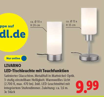 Livarno LED-Tischleuchte mit Touchfunktion