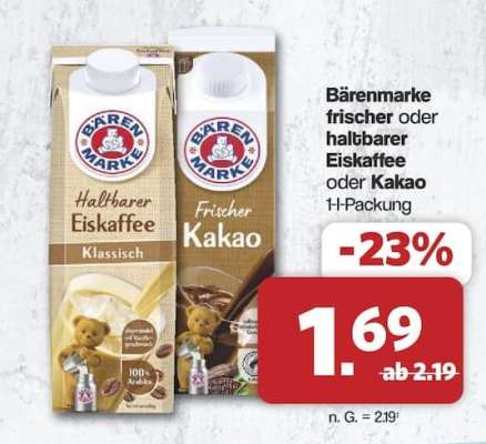 Bärenmarke Frischer oder Haltbarer Eiskaffee oder Kakao