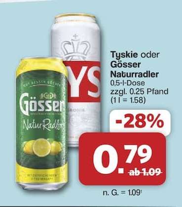 Tyskie oder Gösser Naturradler