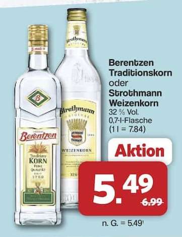 Berentzen Traditionskorn oder Strothmann Weizenkorn