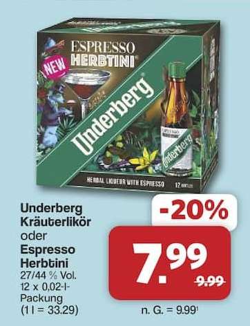 Underberg Kräuterlikör oder Espresso Herbüni