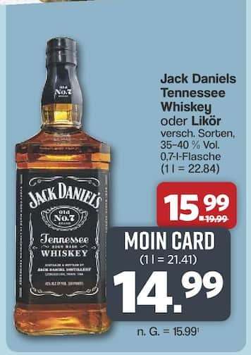 Jack Daniels Tennessee Whiskey oder Likör