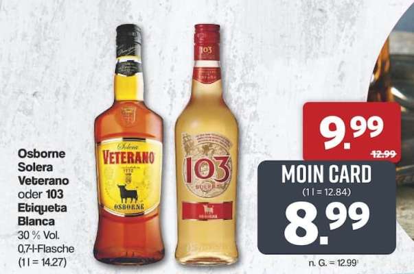 Osborne Solera Veterano oder 103 Etiqueta Blanca