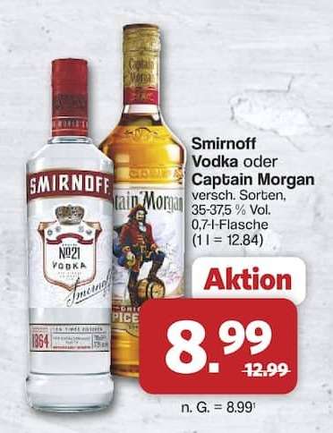 Smirnoff Vodka oder Captain Morgan