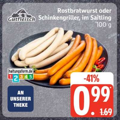 Rostbratwurst oder Schinkengriller, im Saitling
