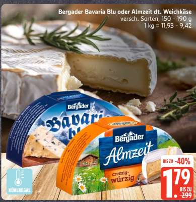 Bergader Bavaria Blu oder Almzeit dt. Weichkäse