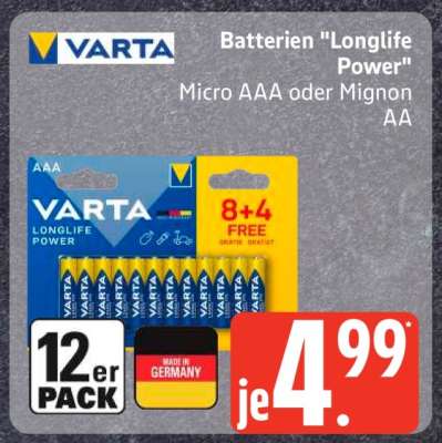 Varta Batterien „Longlife Power“