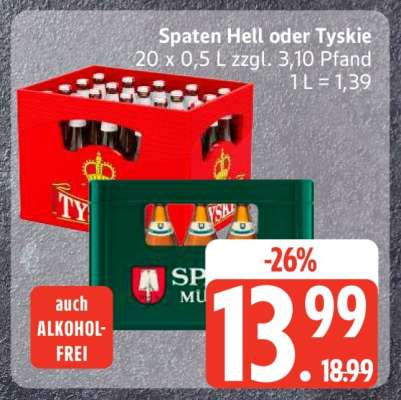 Spaten Hell oder Tyskie