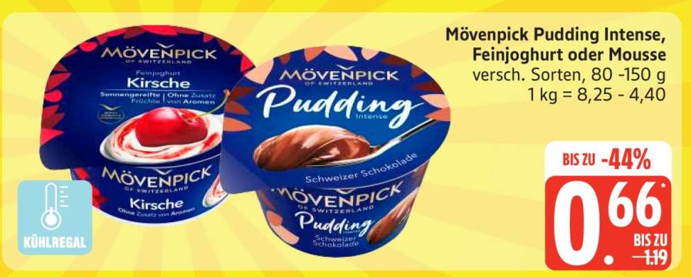 Mövenpick Pudding Intense, Feinjoghurt oder Mousse
