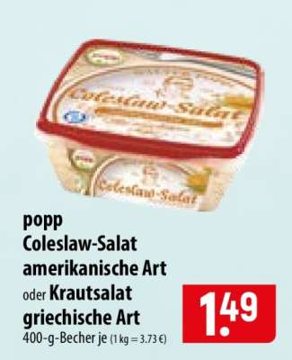 popp Coleslaw-Salat amerikanische Art oder Krautsalat griechische Art