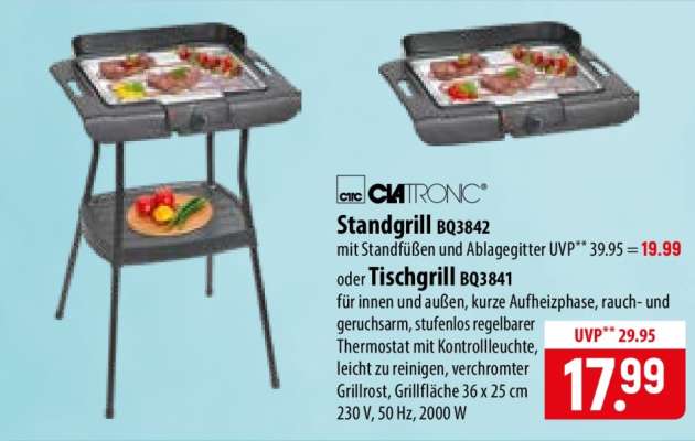 Clatronic Standgrill BQ3842 oder Tischgrill BQ3841