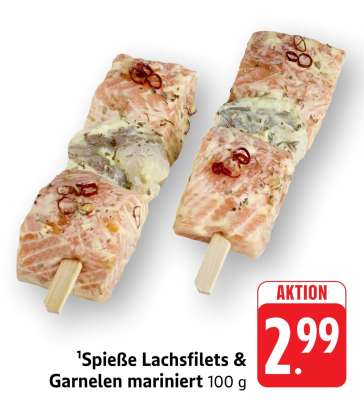Spieße Lachsfilets & Garnelen mariniert